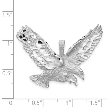 14k White Gold Satin Diamond-cut Eagle Pendant