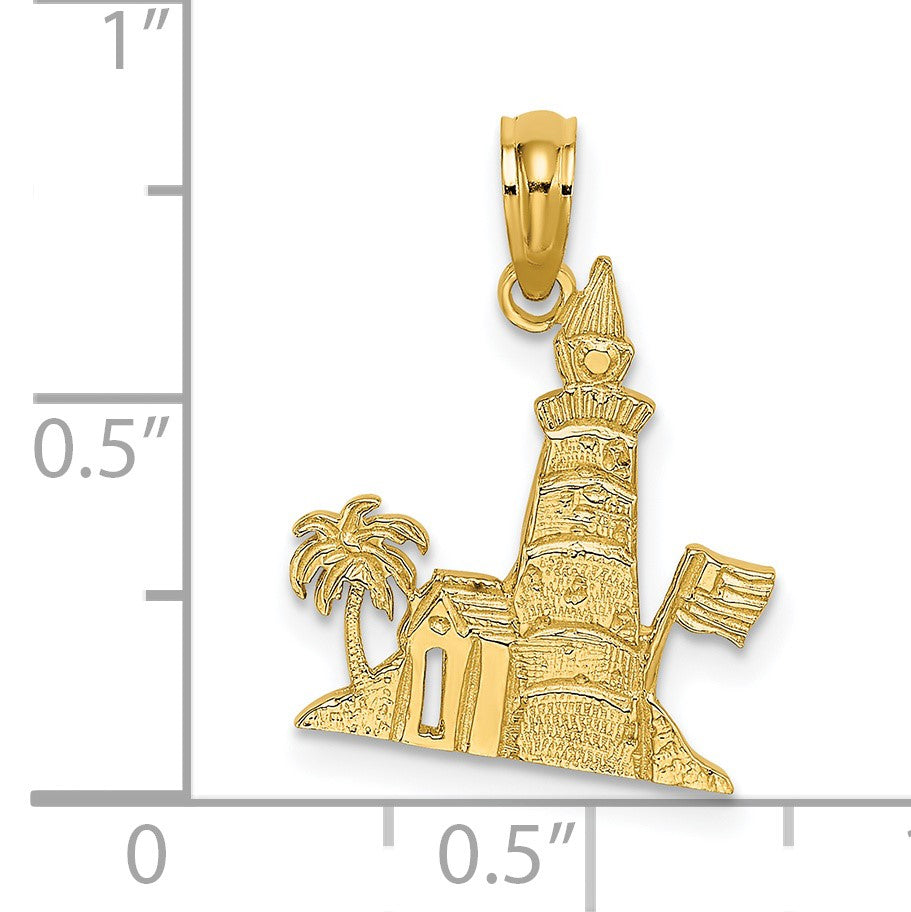 14k Southern Lighthouse with Palm Tree and Flag Charm