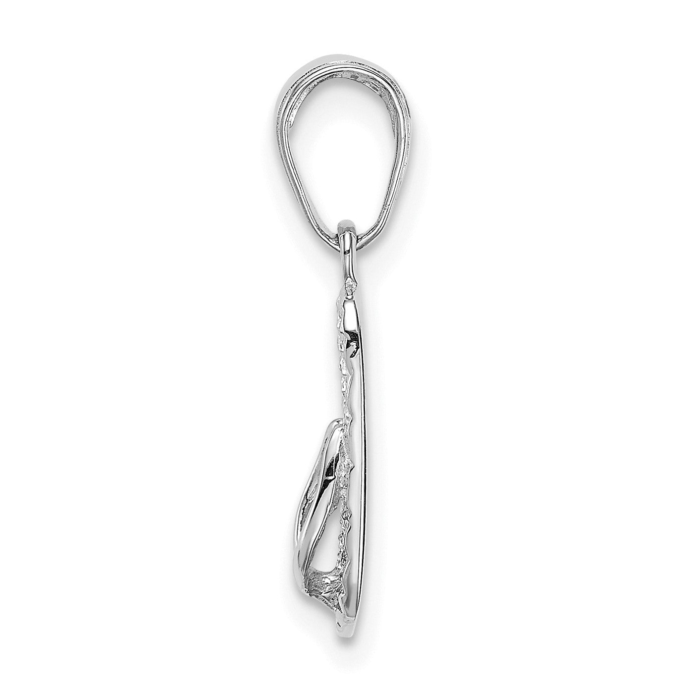 14K White Gold 3-D HAWAII Flip-Flop Pendant