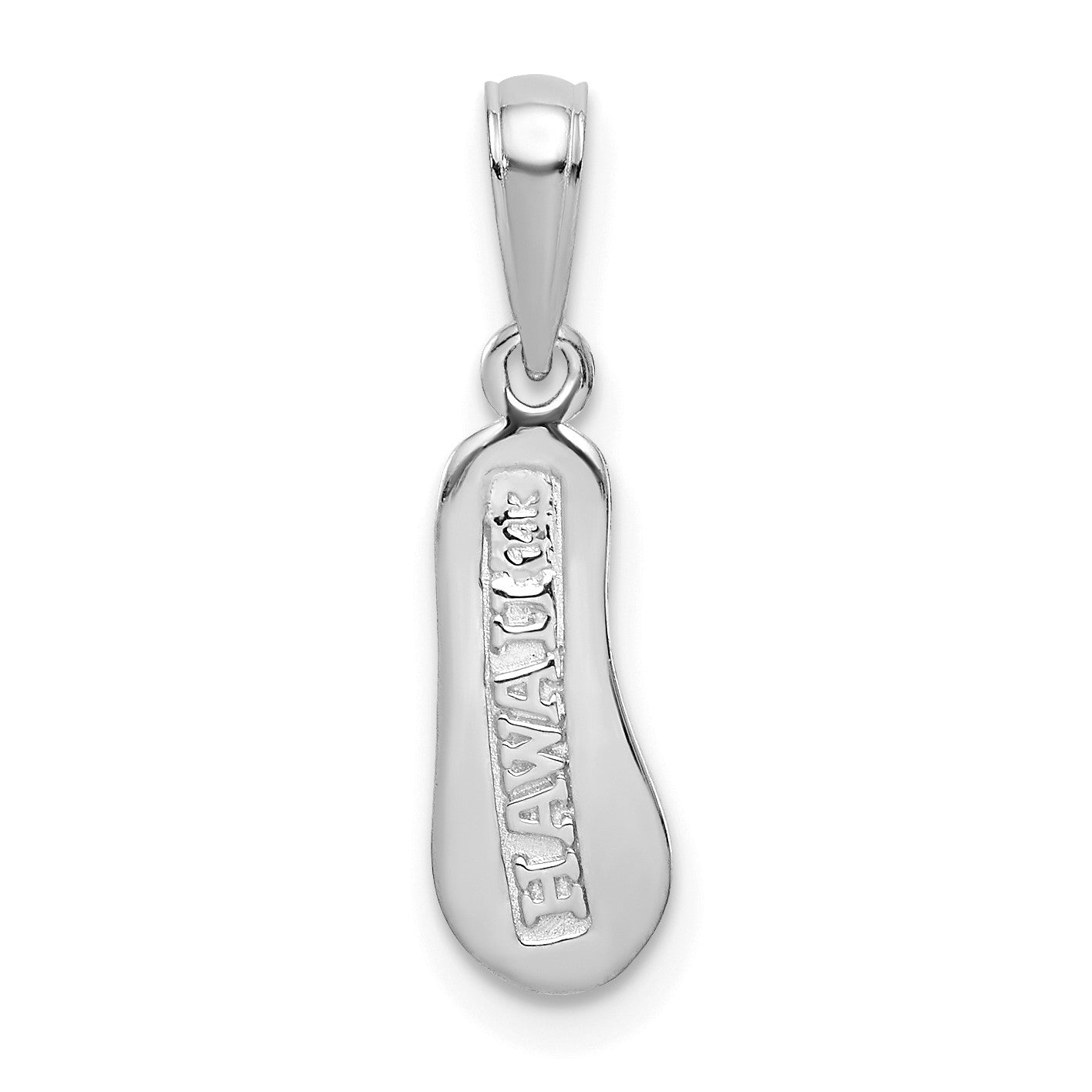 14K White Gold 3-D HAWAII Flip-Flop Pendant