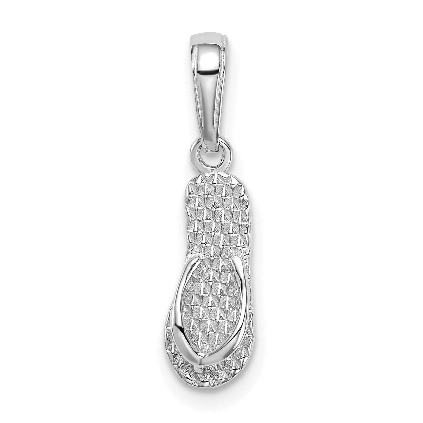 14K White Gold 3-D HAWAII Flip-Flop Pendant