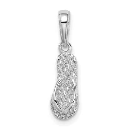 14K White Gold 3-D HAWAII Flip-Flop Pendant