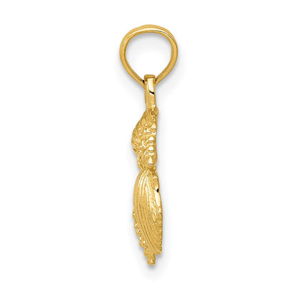 14k Solid Polished Mini Shell Cluster Pendant