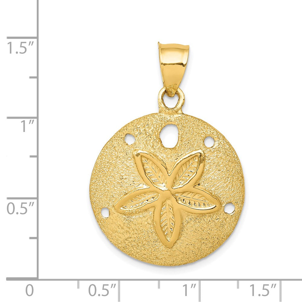 14k Solid Polished Laser-Cut Sand Dollar Pendant