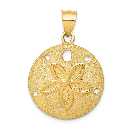 14k Solid Polished Laser-Cut Sand Dollar Pendant