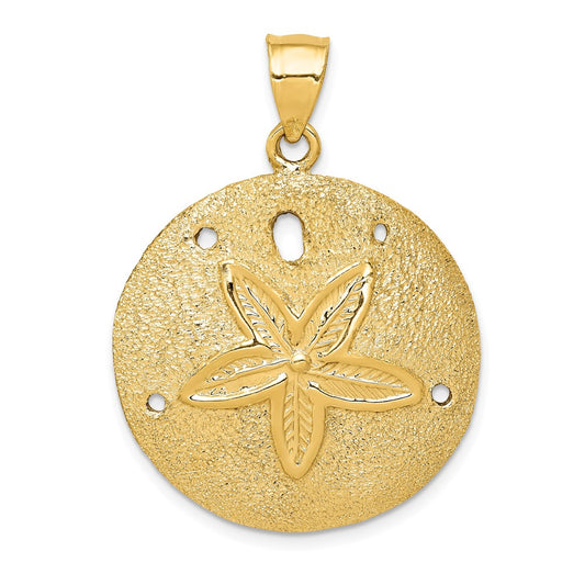 14k Solid Polished Laser-Cut Sand Dollar Pendant