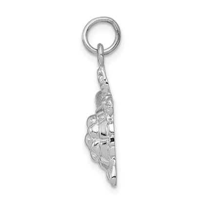 14k White Gold Solid Polished Open-Backed Turtle Charm