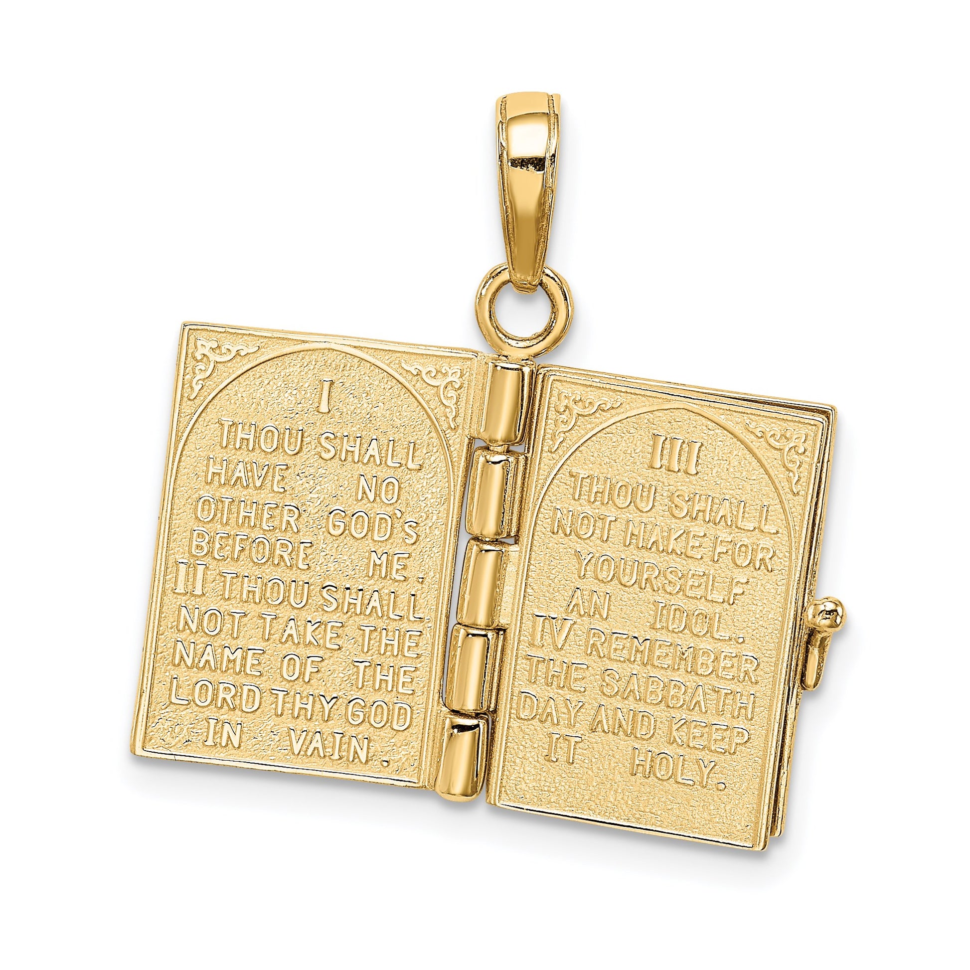 14K 3-D THE TEN COMMANDMENTS Book with Moveable Pages Pendant