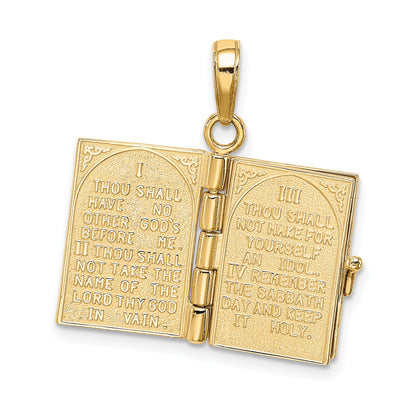 14K 3-D THE TEN COMMANDMENTS Book with Moveable Pages Pendant