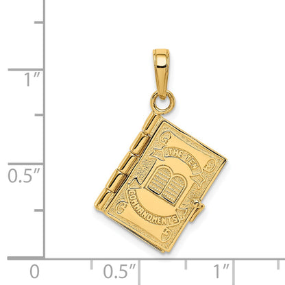 14K 3-D THE TEN COMMANDMENTS Book with Moveable Pages Pendant