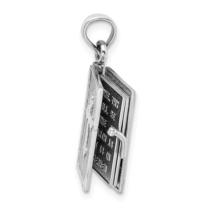 14K White Gold 3-D Bible with Lord's Prayer and Moveable Pages Pendant
