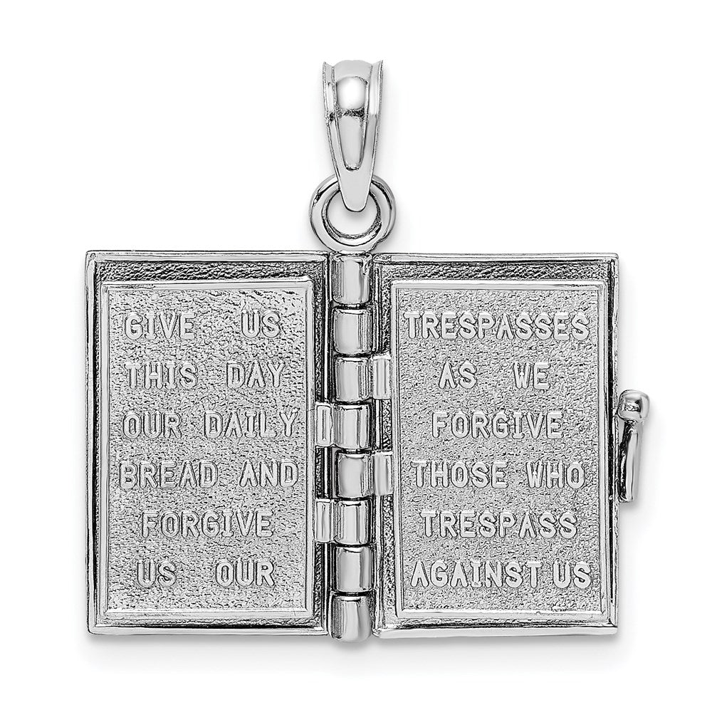 14K White Gold 3D Lords Prayer Bible Pendant