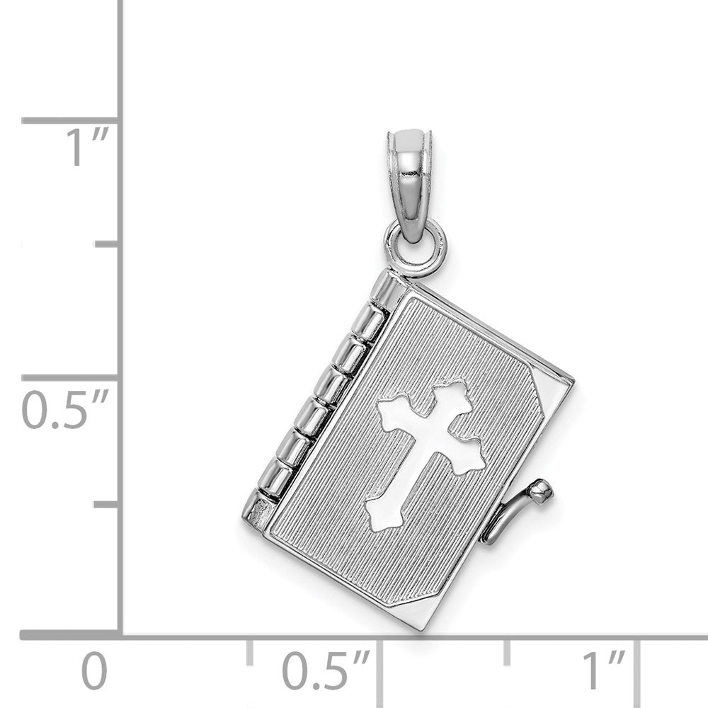 14K White Gold 3D Lords Prayer Bible Pendant