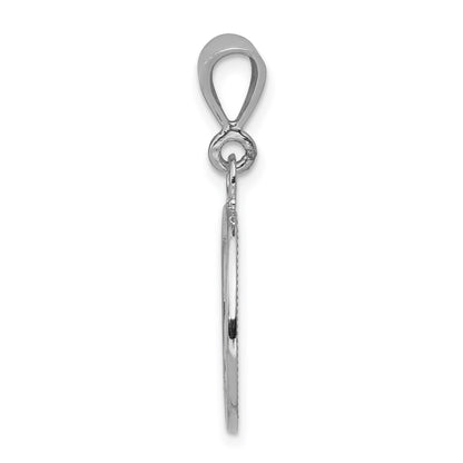 14K White Gold Polished and Satin Angel Round Pendant