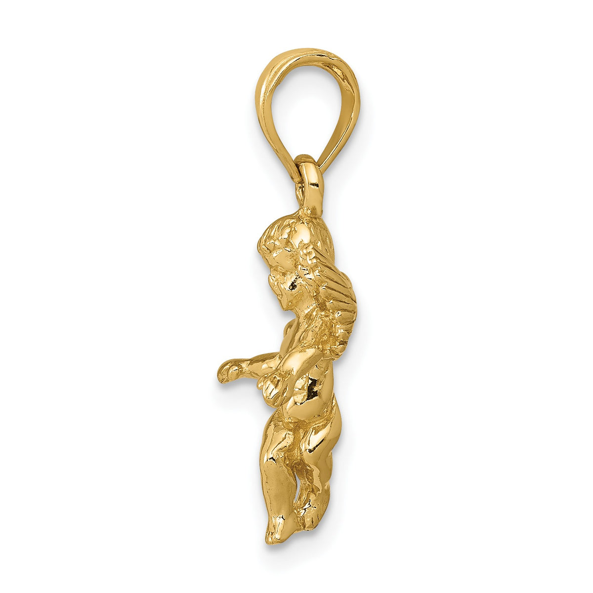 14k  3-D Polished Solid Angel Pendant