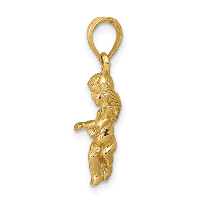 14k  3-D Polished Solid Angel Pendant