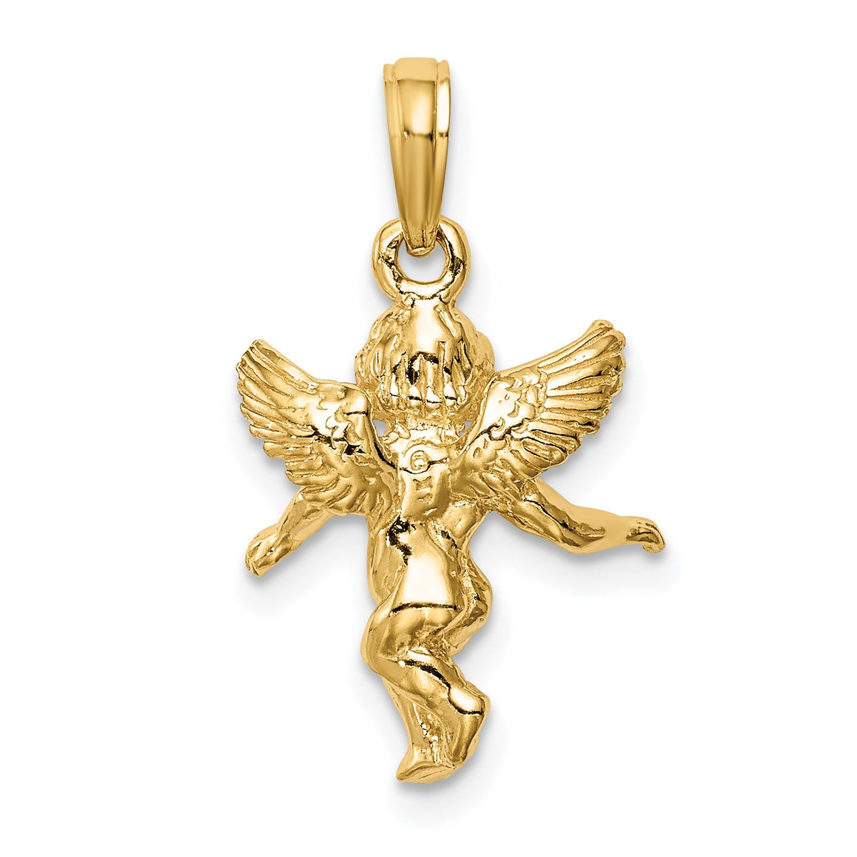 14k  3-D Polished Solid Angel Pendant