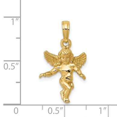 14k  3-D Polished Solid Angel Pendant
