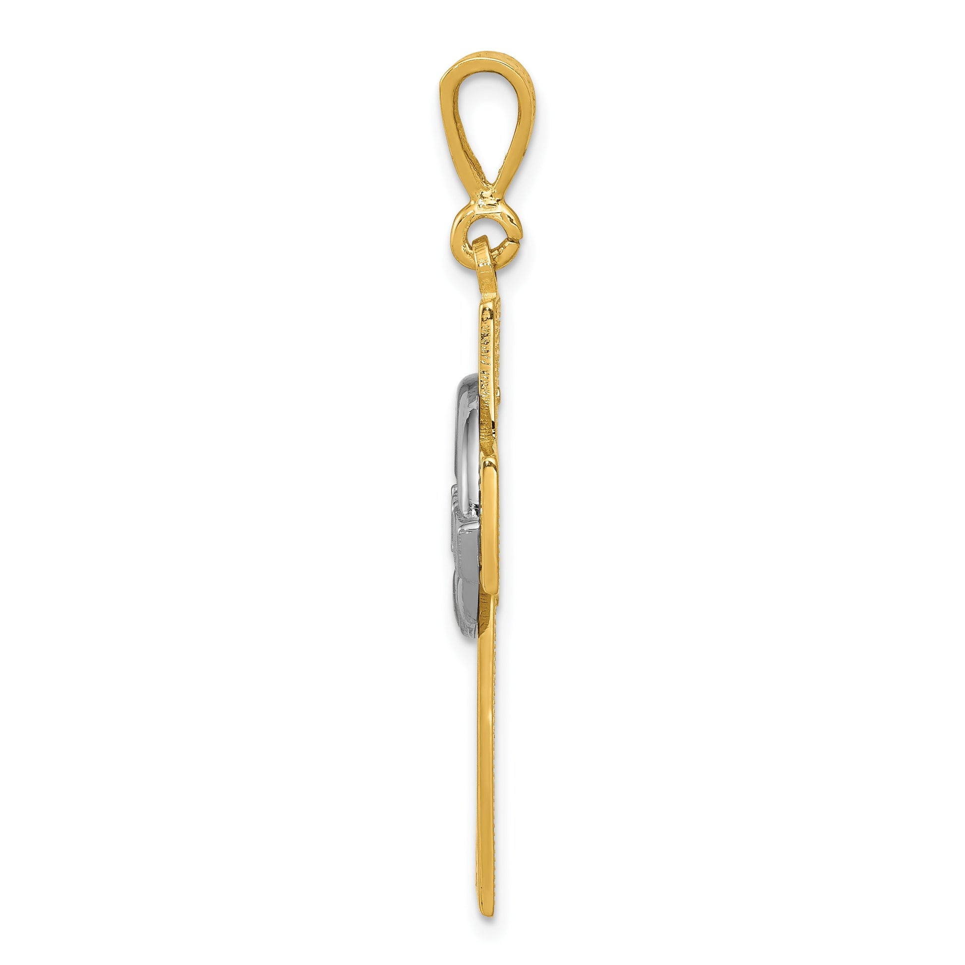 14k Two-tone Claddagh Cross Pendant