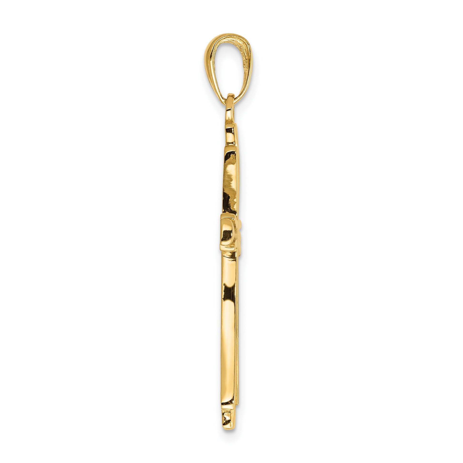 14k Polished Solid Cross Pendant