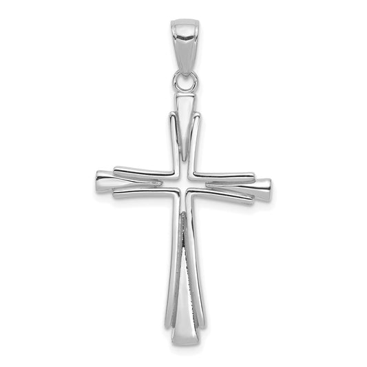 14K White Gold Polished Solid Cross Pendant