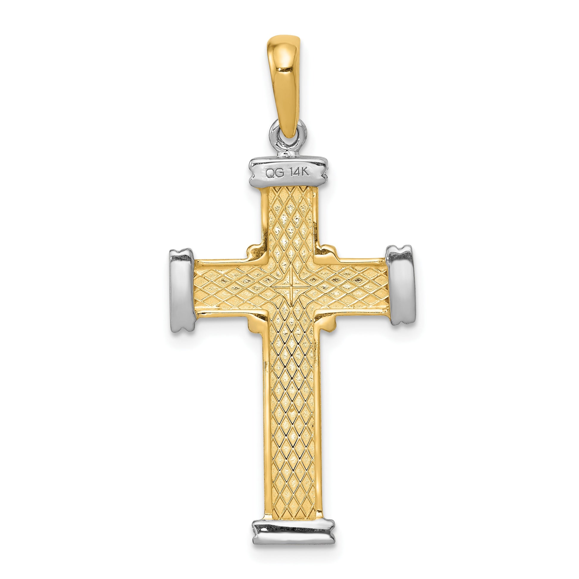 14k Two-tone Fancy -X- Cross Pendant