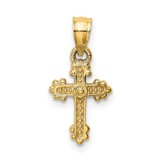 14k Tiny Budded Cross Charm
