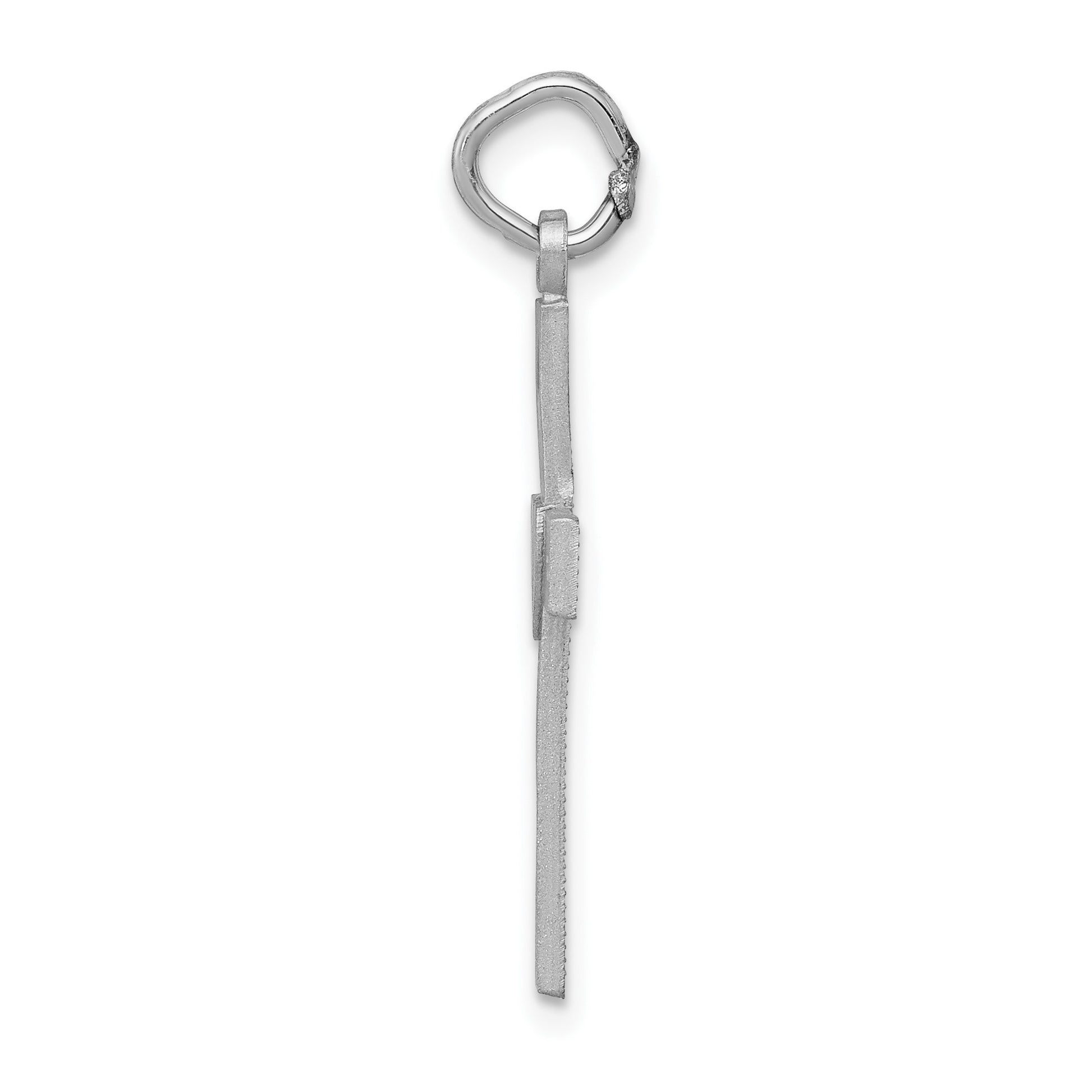 14k White Gold Diamond-cut Latin Cross with Heart Charm