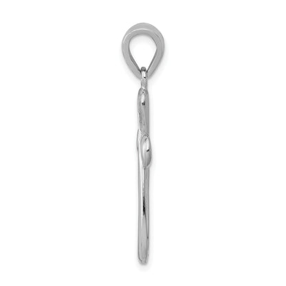 14k White Gold Polished Ribbon Cross Pendant