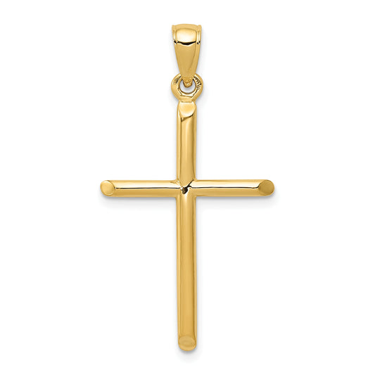 14k Polished Tube Cross Pendant