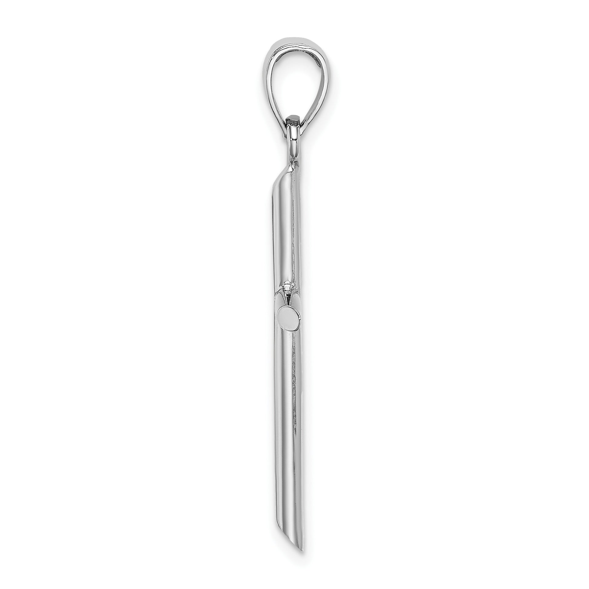 14k White Gold Polished Tube Cross Pendant