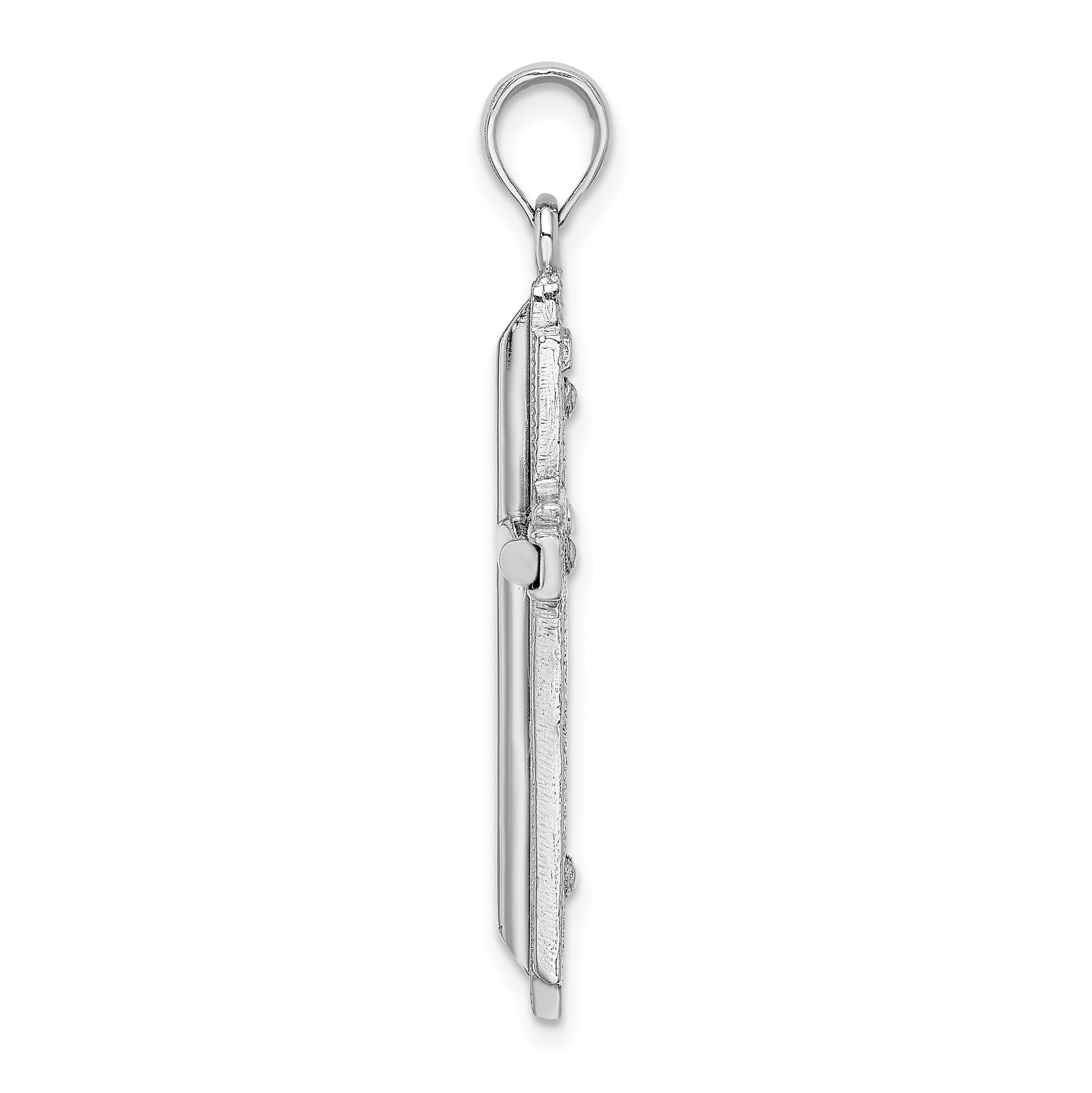 14k White Gold Polished Cross Pendant