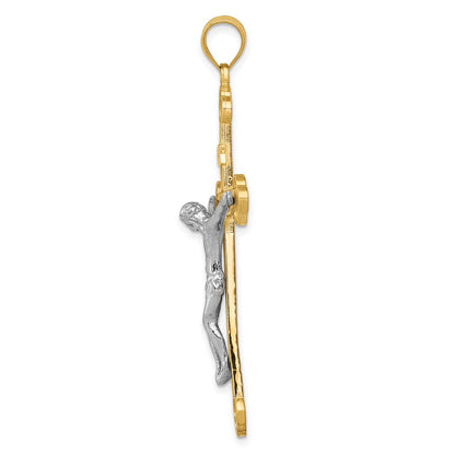 14k Two-tone INRI Crucifix Pendant