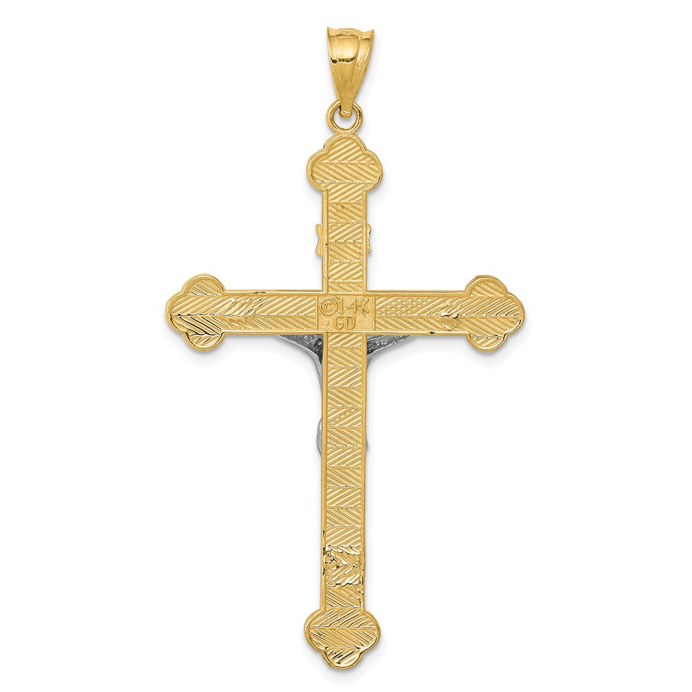 14k Two-tone INRI Crucifix Pendant