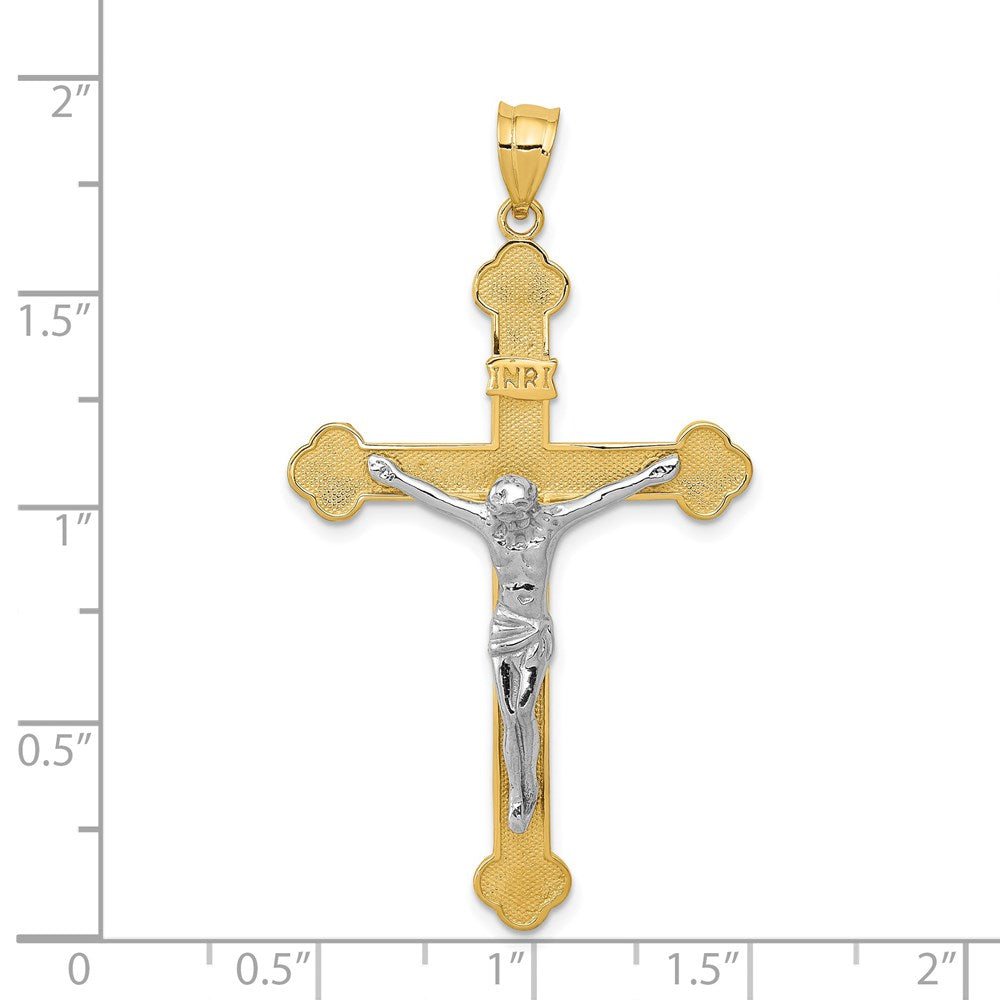 14k Two-tone INRI Crucifix Pendant