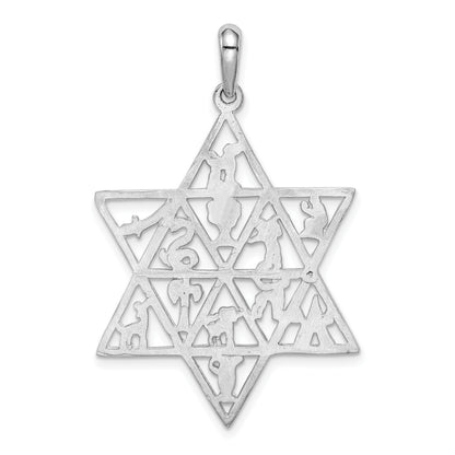 14k White Gold 12 Tribes Star of David Pendant