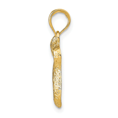 14k Textured Chai Pendant