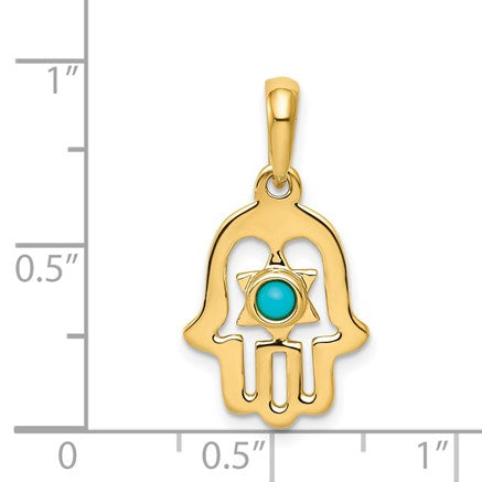 14k Turquoise Chamseh Pendant