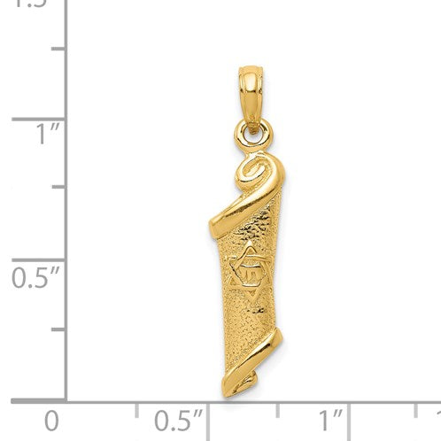 14k Textured Torah Scroll with Star of David Pendant