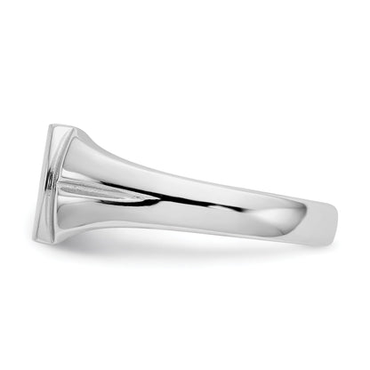 14k White Gold 10.5x8.0mm Cushion Closed Back Signet Ring