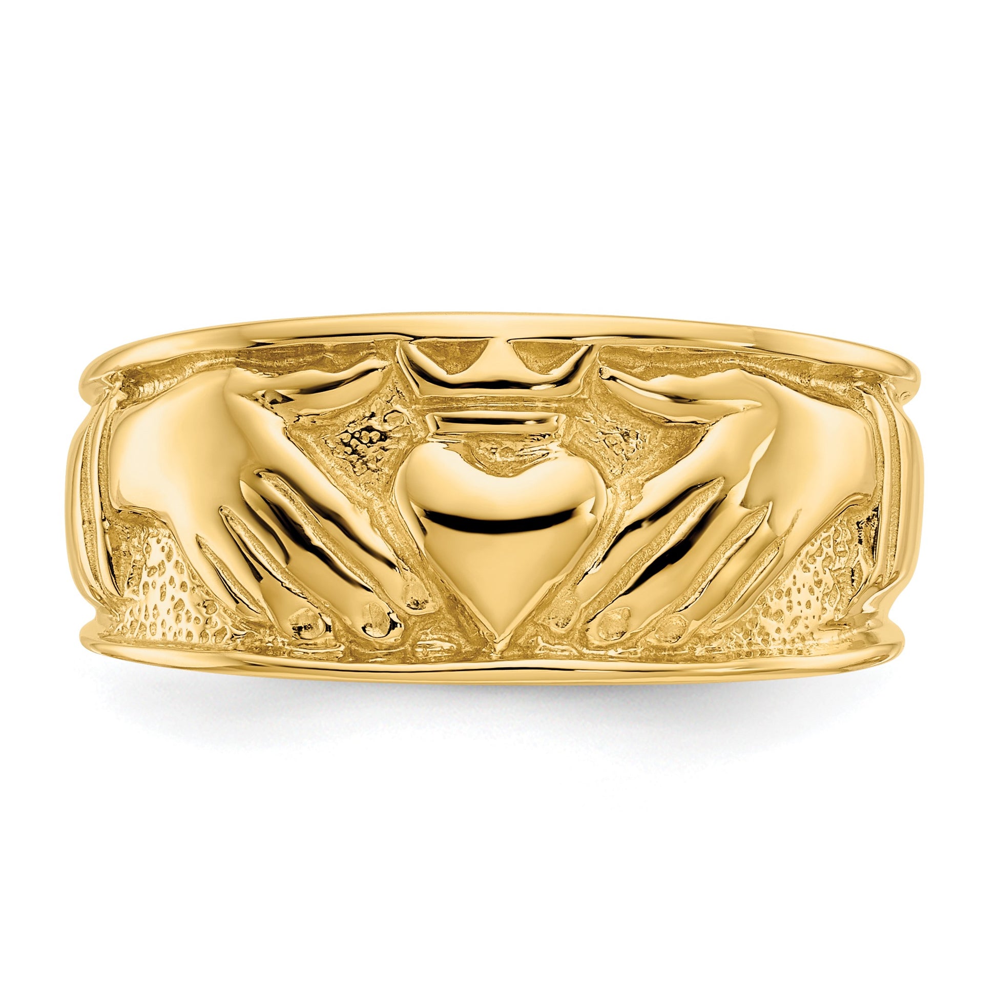 14k Mens Polished Claddagh Band