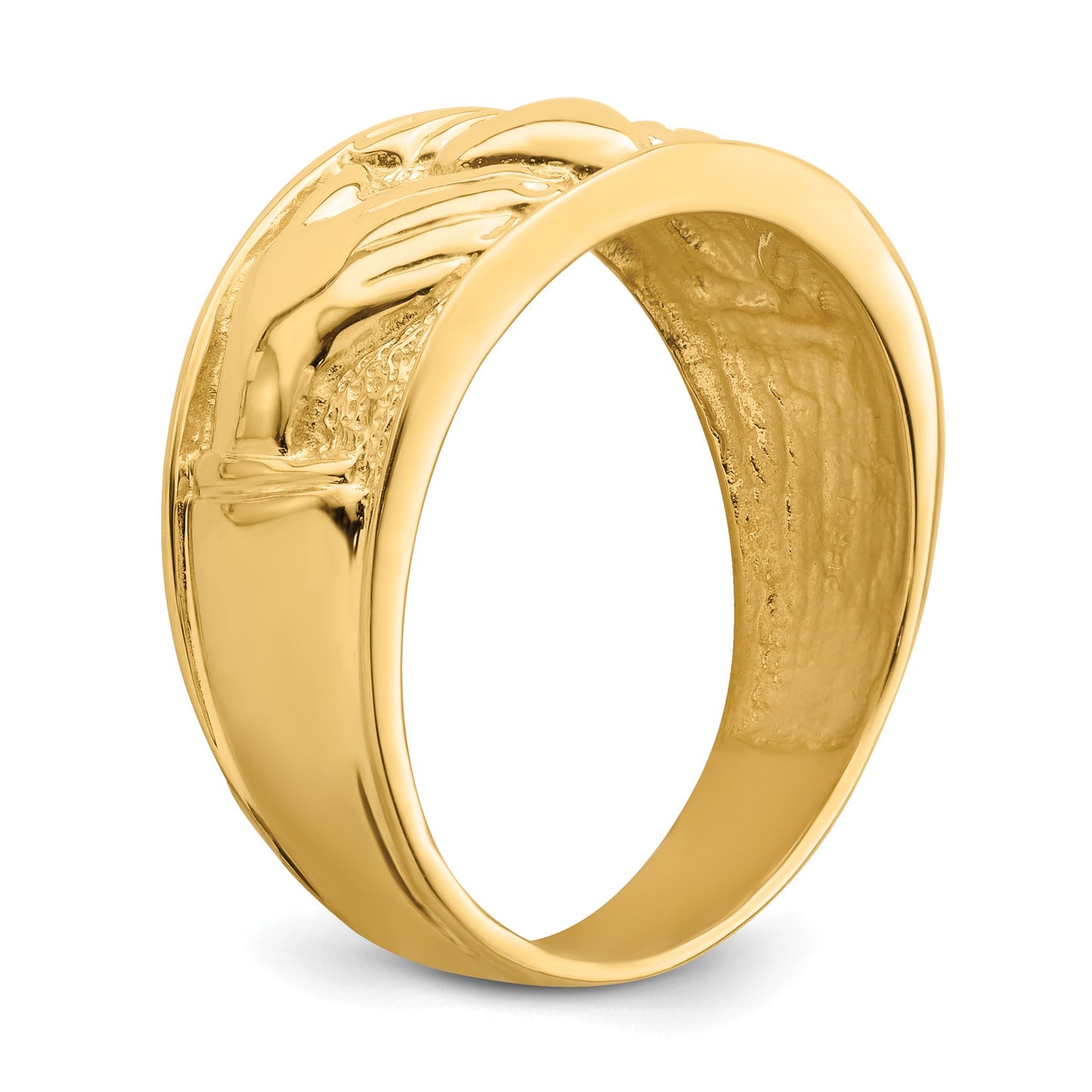 14k Mens Polished Claddagh Band