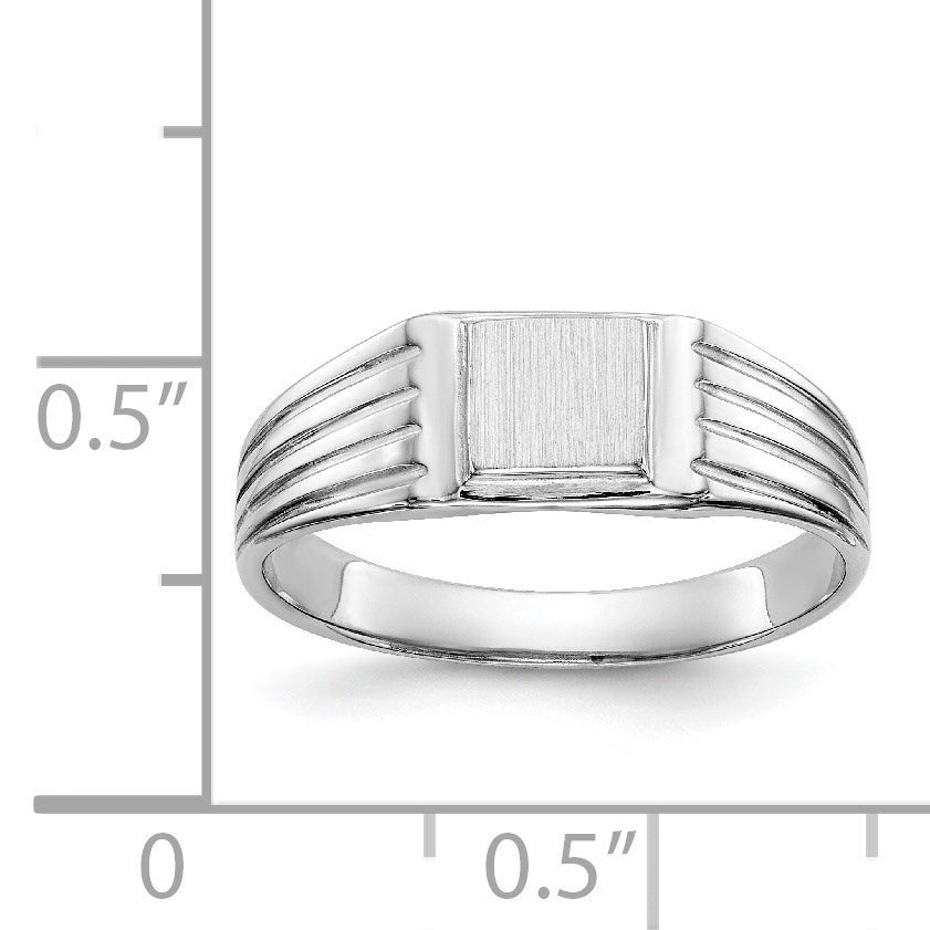 14k White Gold 5.25x5.0mm Open Back Size 5.5 Childs Square Signet Ring