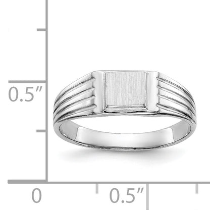 14k White Gold 5.25x5.0mm Open Back Size 5.5 Childs Square Signet Ring