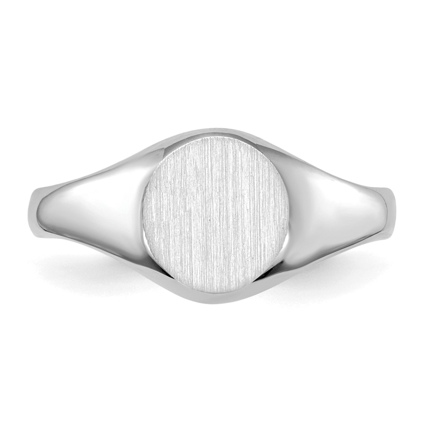 14k White Gold 8.0x8.0mm Closed Back Size 5 Childs Round Signet Ring