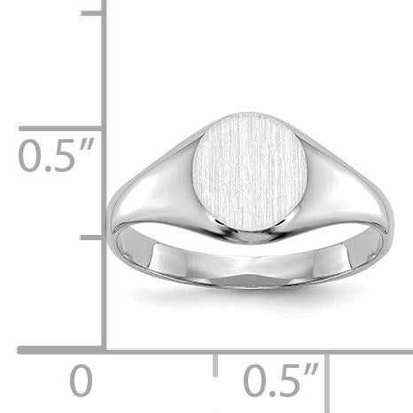 14k White Gold 8.0x8.0mm Closed Back Size 5 Childs Round Signet Ring