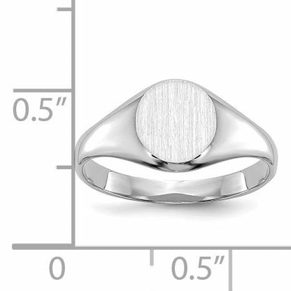 14k White Gold 8.0x8.0mm Closed Back Size 5 Childs Round Signet Ring
