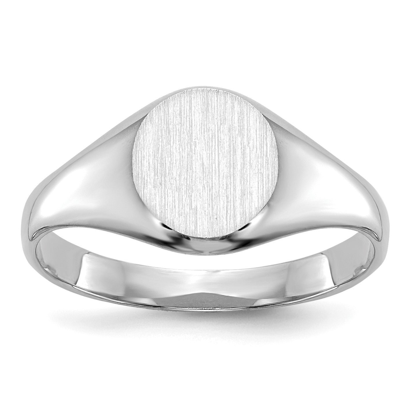 14k White Gold 8.0x8.0mm Closed Back Size 5 Childs Round Signet Ring