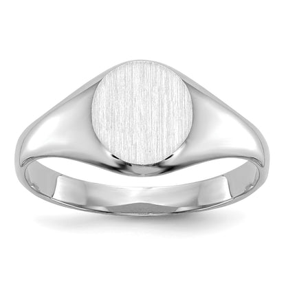 14k White Gold 8.0x8.0mm Closed Back Size 5 Childs Round Signet Ring