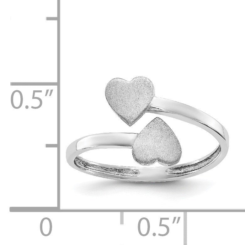 14k White Gold Double Heart Toe Ring